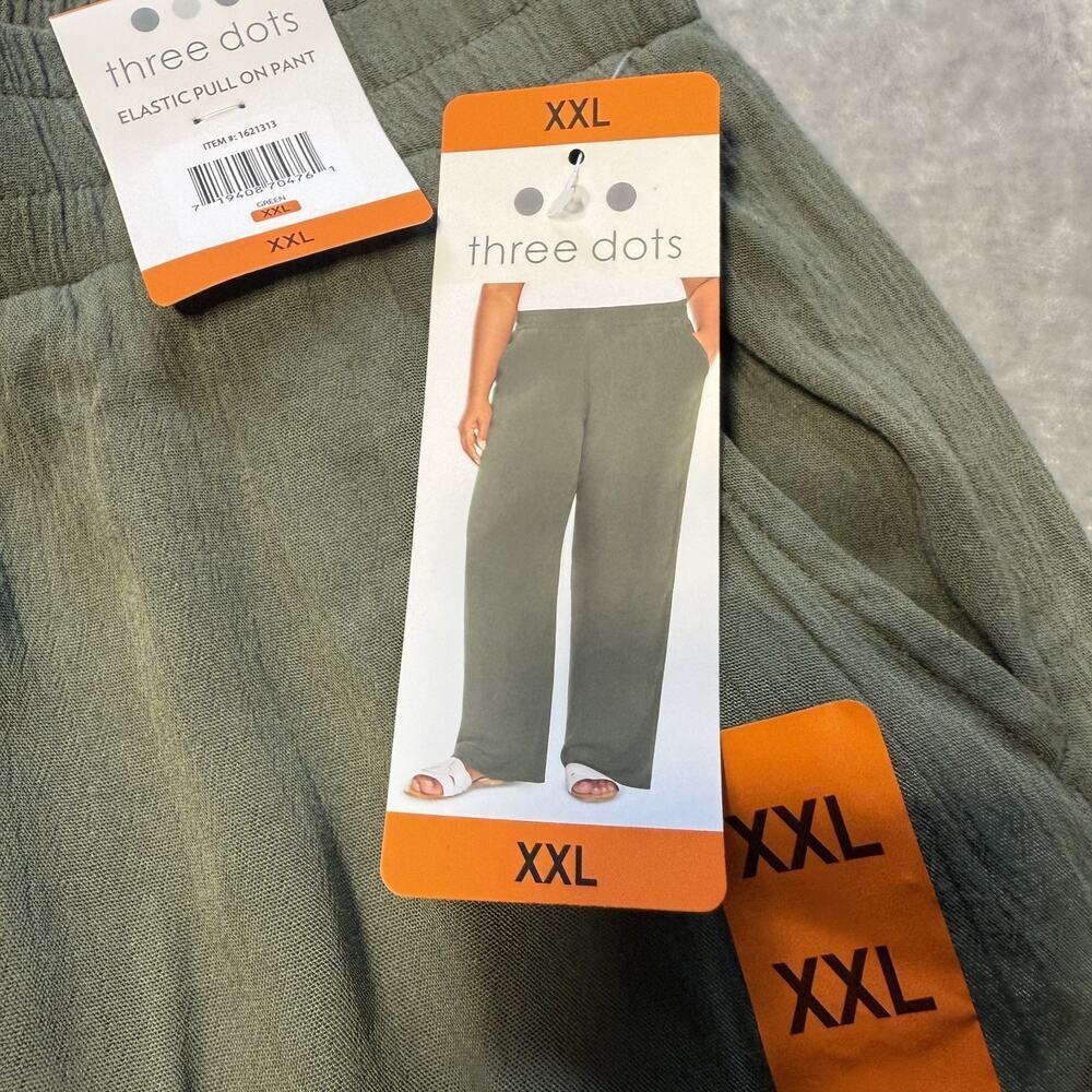 Three Dots Pants Womens XXL Green Elastic Pull On Wide Leg Pockets Rayon NWT - Picture 5 of 12